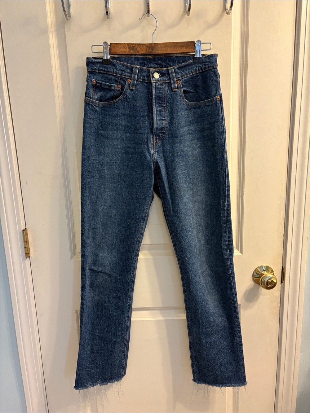 Women’s Levi’s 501’s Straight Dark Blue Jeans - 27x32